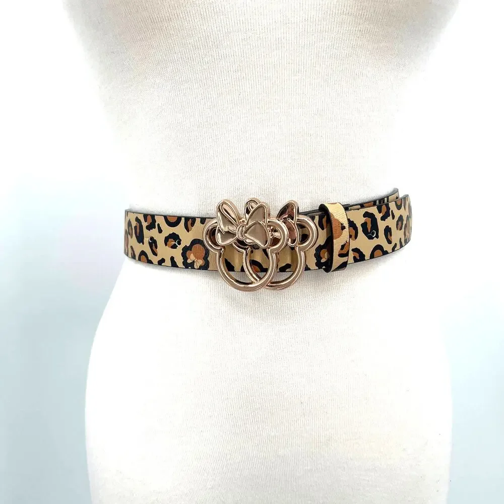 Minnie Mouse Leopard Belt with Gold Minnie Buckle